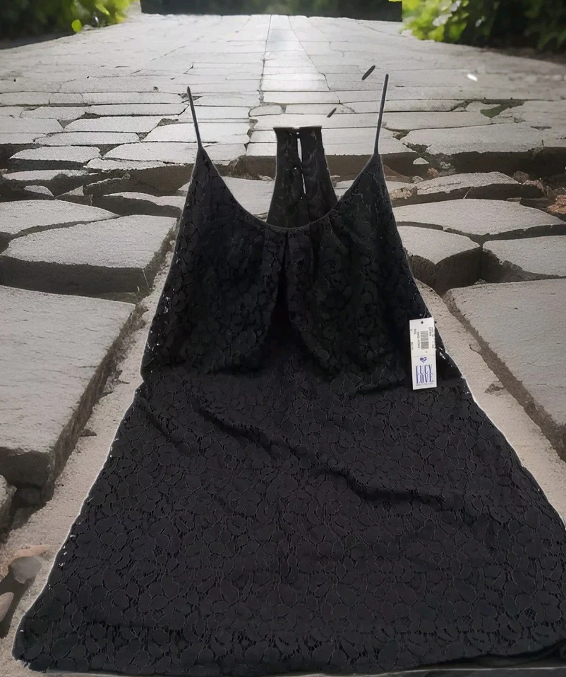 lucy love dress Black Sleeveless Spaghetti Strap Women’s Size Small NWT Foto 1 de 4
