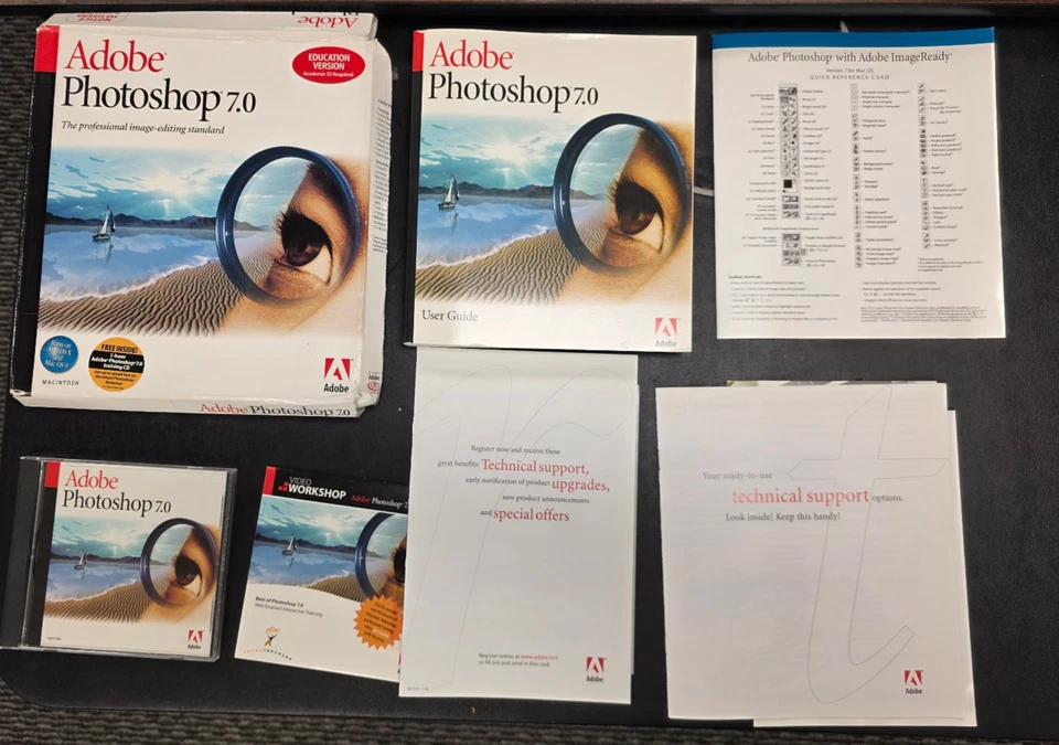 Adobe Photoshop 7.0 for Macintosh Original Big Box, Disc, Book - Image 1 of 1