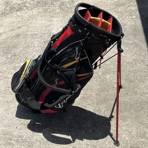 Taylor Made Golf Stand Bag Red Black Yellow Double Strap - Picture 1 of 5
