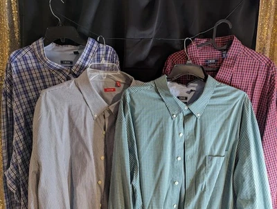 Lote de 4 camisas IZOD para hombre 4XLT grandes y altas de manga larga a cuadros con botones Foto 1 de 4