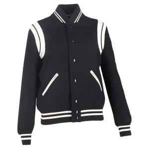 Giacca Saint Laurent Teddy Varsity in lana nera - Foto 1 di 3