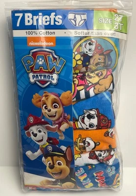 NEW Boys Underwear Briefs PAW PATROL 2T-3T Cotton 7pc Chase Skye Marshall Rubble - Image 1 of 4