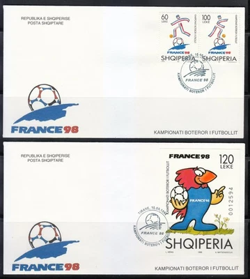 Albania 1998 FDC covers Mi 2654-2655+Block 113 Sc 2562-2564 World Cup Soccer  - Image 1 of 2