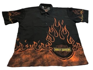 Harley Davidson Flame Graphic Short Sleeve Button Up Casual Men’s Shirt Size M - Bild 1 von 11