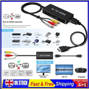 Convertidor RCA a HDMI, Adaptador AV a HDMI, AV Compuesto CVBS Video Audio Convertidor - Imagen 1 de 24