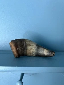 Vintage antikes kleines gestreiftes Puderhorn 5 Zoll - Bild 1 von 19