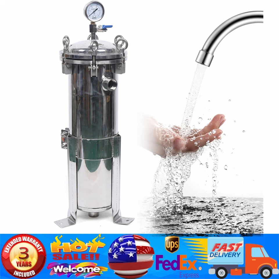 150 Psi Bag Filter Housing Sock Filter 304 Stainless Steel In/Out #4 Bag w/ Mesh - Image 1 of 4