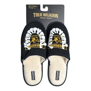 True Religion Brand Logo Jeans Men’s Slippers Size XLarge or Size 13 New - Picture 1 of 6