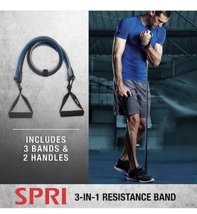  SPRI 3-in-1 Resistance Tube Kit, Includes 3 Levels of Resistance, Exercise Band - Picture 1 of 5