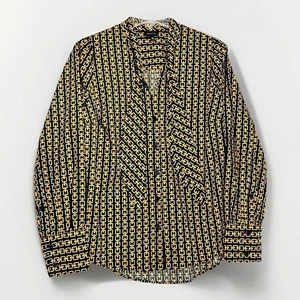 Who What Wear Damen Gr. M Langarm Bluse mit Knopfleiste und Bindekragen schwarz gold - Bild 1 von 7