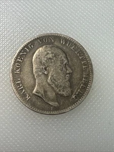 1876 Wurttemberg 2 Mark ZZ - Picture 1 of 2