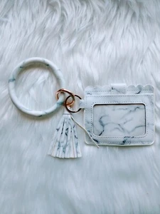 Key Chain Bracelet Multifunction Circle Wristlet Key Ring with TasselMarble - Picture 1 of 3