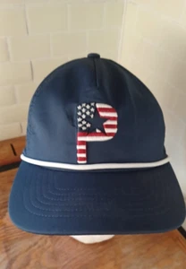 PUMA Hat Red White Blue USA Flag American Logo Snapback Golf Yupoong Cap - Picture 1 of 5