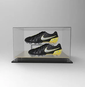 Premium Double Boot Shoe Display Case Acrylic Perspex - GOLD Signed Autographed - Picture 1 of 1