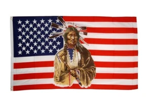 Fahne USA mit Indianer Flagge amerikanische Hissflagge 90x150cm - Bild 1 von 1