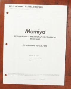 LISTA DE PRECIOS DE FORMATO MEDIO MAMIYA, MAR 1978/132414 - Imagen 1 de 1