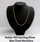 Italian Solid 925 Sterling Silver Box Chain Necklace 1mm 18”