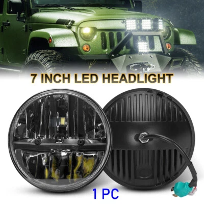 DOT Approved 7 inch Round LED Headlight Hi/Lo Beam for Jeep Wrangler JK TJ LJ CJ - Image 1 of 4