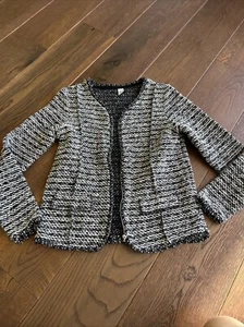 Zara Kids 13 14 Girls Euc Tweed Sweater Zippered Black White Euc - Picture 1 of 7