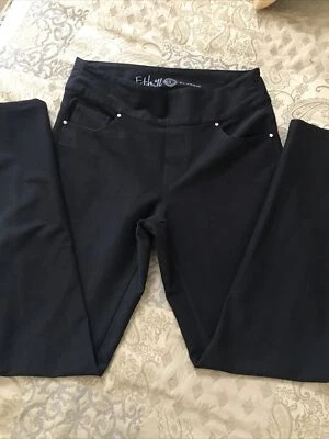 Ethyl Classic Black Full Rise Straight Leg Pants 4 Slacks Stretch Flat Waistband - Image 1 of 4