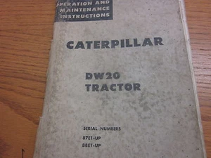 Caterpillar DW20 Tractor Operation & Maintenance Instructions Manual - Picture 1 of 1