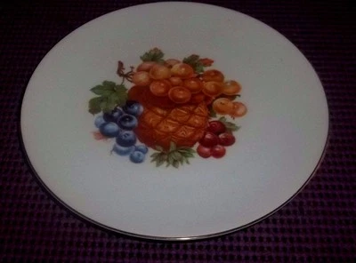 Plato decorativo vintage Bareuther Waldsassen Baviera Alemania FRUTA borde dorado Foto 1 de 2