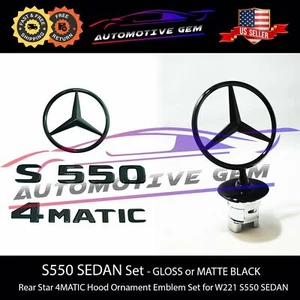 S550 4MATIC Rear Star Emblem Black Badge Logo Hood Ornament Mercedes W221 Sedan - Foto 1 di 3