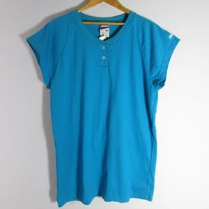 Nueva Camisa Henley Vintage Marca Bicicleta Para Mujer XL Azul Teal SS 100% Algodón EE. UU. NUEVA CON ETIQUETAS - Imagen 1 de 11