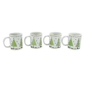 Christmas Mugs (4) Decorated Trees World Market Holiday Drinkware LN Gift Idea - Picture 1 of 6