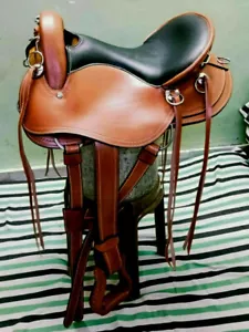 Endurance ranch saddle 16'' Eco leather color chestnut on drum dye finished - Picture 1 of 6