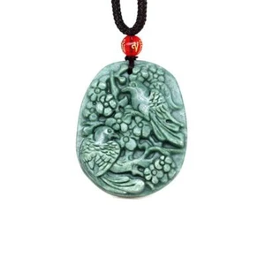 Colgante Flor Jade Pájaro Verde Collar Piedras Preciosas Joyería Piedra Regalo Natural - Imagen 1 de 6