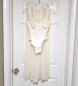 Vintage Gideon Oberson Womens Swimsuit with Pant Sz 10 Ivory Small See Descrip - Picture 1 of 4