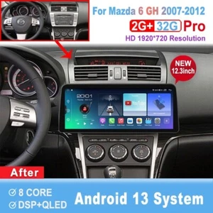 12.3 inch Screen Android Car Radio For Mazda 6 GH 2007-2012 CarPlay Head Unit - Picture 1 of 8