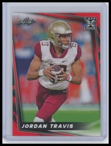 Jordan Travis Red New York Jets 2024 Leaf Football #53 - Imagen 1 de 2
