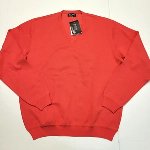 New $395 ST CROIX V Neck Pullover Sweater LARGE L Poppy Red TECHNO COTTON AIR - Picture 1 of 7