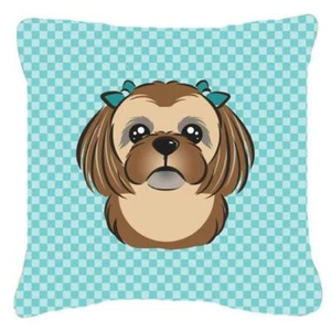 Carolines Treasures BB1187PW1818 Checkerboard Blue Chocolate Brown Shih Tzu F... - Picture 1 of 1