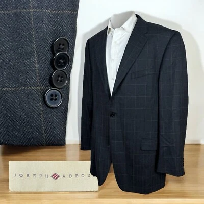 Abrigo deportivo Joseph Abboud para hombre 44L negro gris oscuro ventana cuadros suave Foto 1 de 4