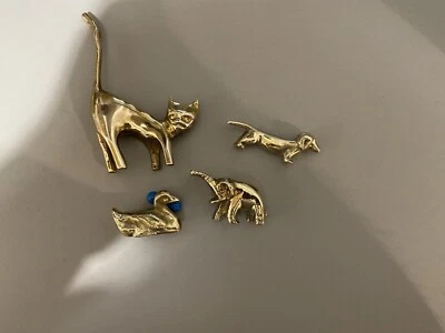 4 schöne Messingfiguren   Katze, Dackel ,Ente. Elefant - Bild 1 von 4