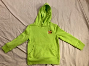 Spotted Zebra Lime Green Embroidered Cartoon Cheeseburger Hoodie XS Youth - Picture 1 of 6
