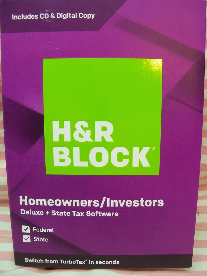 H R H&R Block 2019 Deluxe +State Homeowners/ Investors Tax Software HR opened - Image 1 of 4