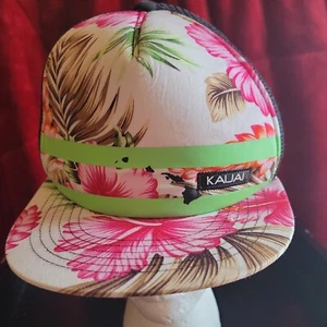 Kauai Alpha Hawaii Flower Floral Mesh Snapback Trucker Hat Cap - Picture 1 of 6