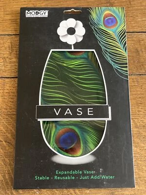 Modgy Expandable Vase Reusable Peacock, Instant Travel, Flowers 10.7"x 6.75" NIP - Image 1 of 4