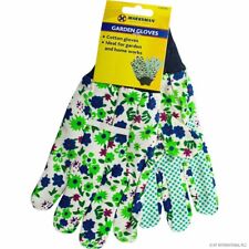 LADIES COTTON FLORAL GARDENING GENERAL WORKING GLOVES RUBBER DOTTED