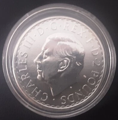 GRAN BRETAGNA BRITANNIA 2023 KING CHARLES III  - 1 OZ ARGENTO SILVER ONCIA - Immagine 1 di 2