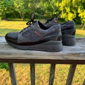 Vintage Leather and Wool MIU MIU Fashion Sneakers Dark Brown Grey Italy Prada - Picture 1 of 8