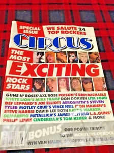 CIRCUS Magazine AUG. 1988 VINTAGE METAL POSTERS ARTICLES COMPLETE G-N-R POISON - Picture 1 of 8