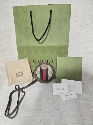 Gucci GG Supreme Mini Round Coin Purse with Dust Bag, Box, Bag and Documents - Image 1 of 4
