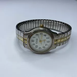 E CG Two Tone Stretch CG221L Ladies Vtg Watch Quartz Stainless Japan Working - Picture 1 of 7
