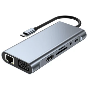 11-in-1 USB C Hub 4K USB C to HDMI Adapter SD/MicroSD Card Reader 4 USB 3.0 Port - Picture 1 of 7