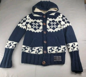 Superdry Hoddie Womens Medium Chunky Knit Cardigan Aztec Nordic - Picture 1 of 14